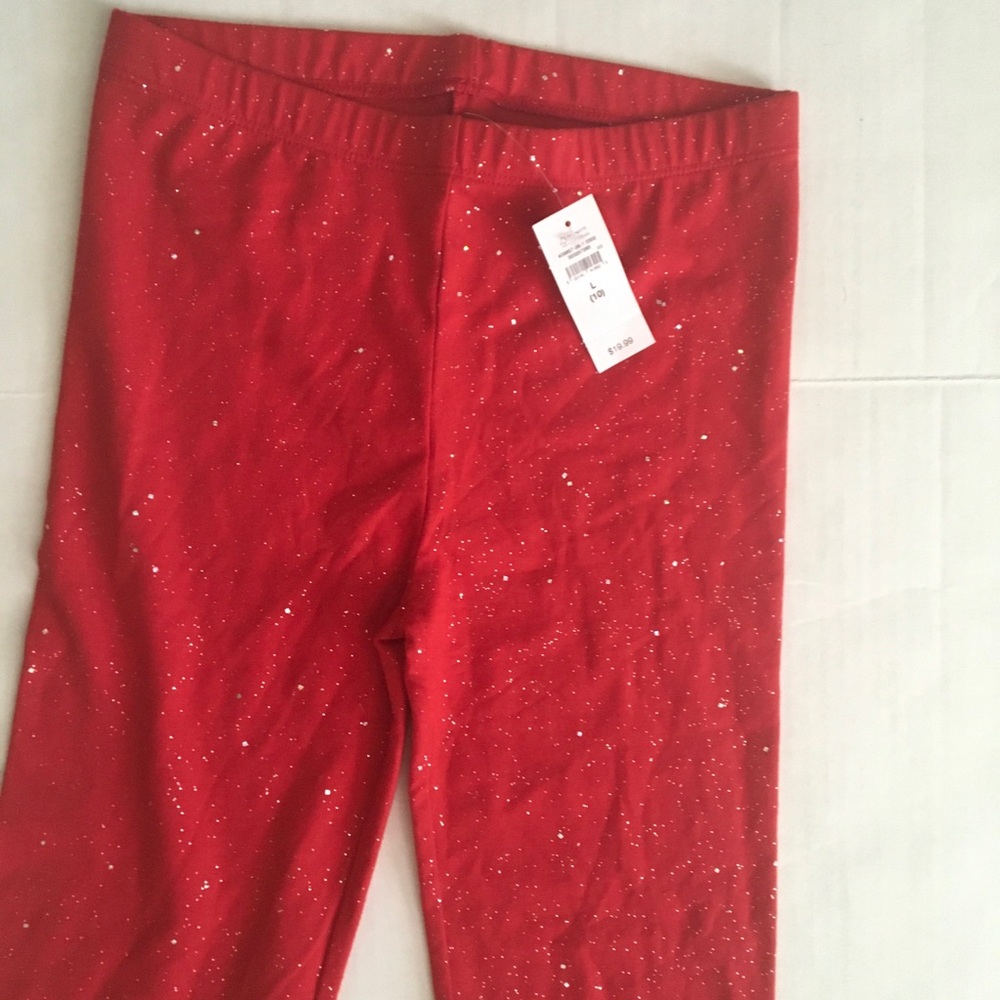 GAP Red Leggings with Silver Sparkle